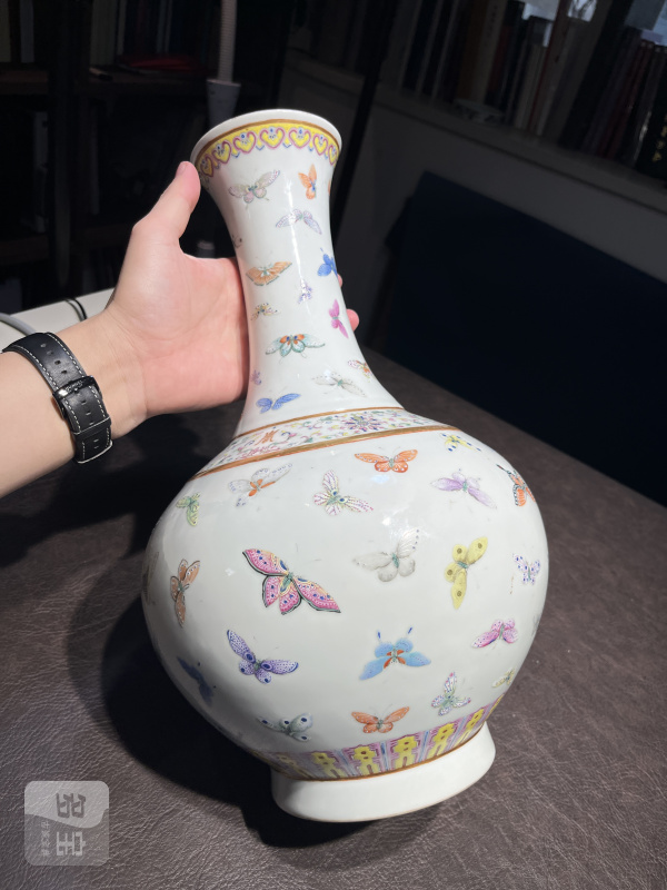 清光绪 粉彩百蝶纹赏瓶 - 图13